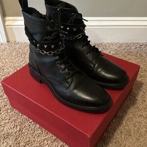 Valentino Garavani Rockstud Leather Combat Boots
